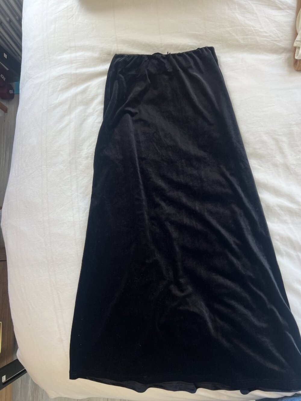 Vintage Black Velvet Maxi Skirt S